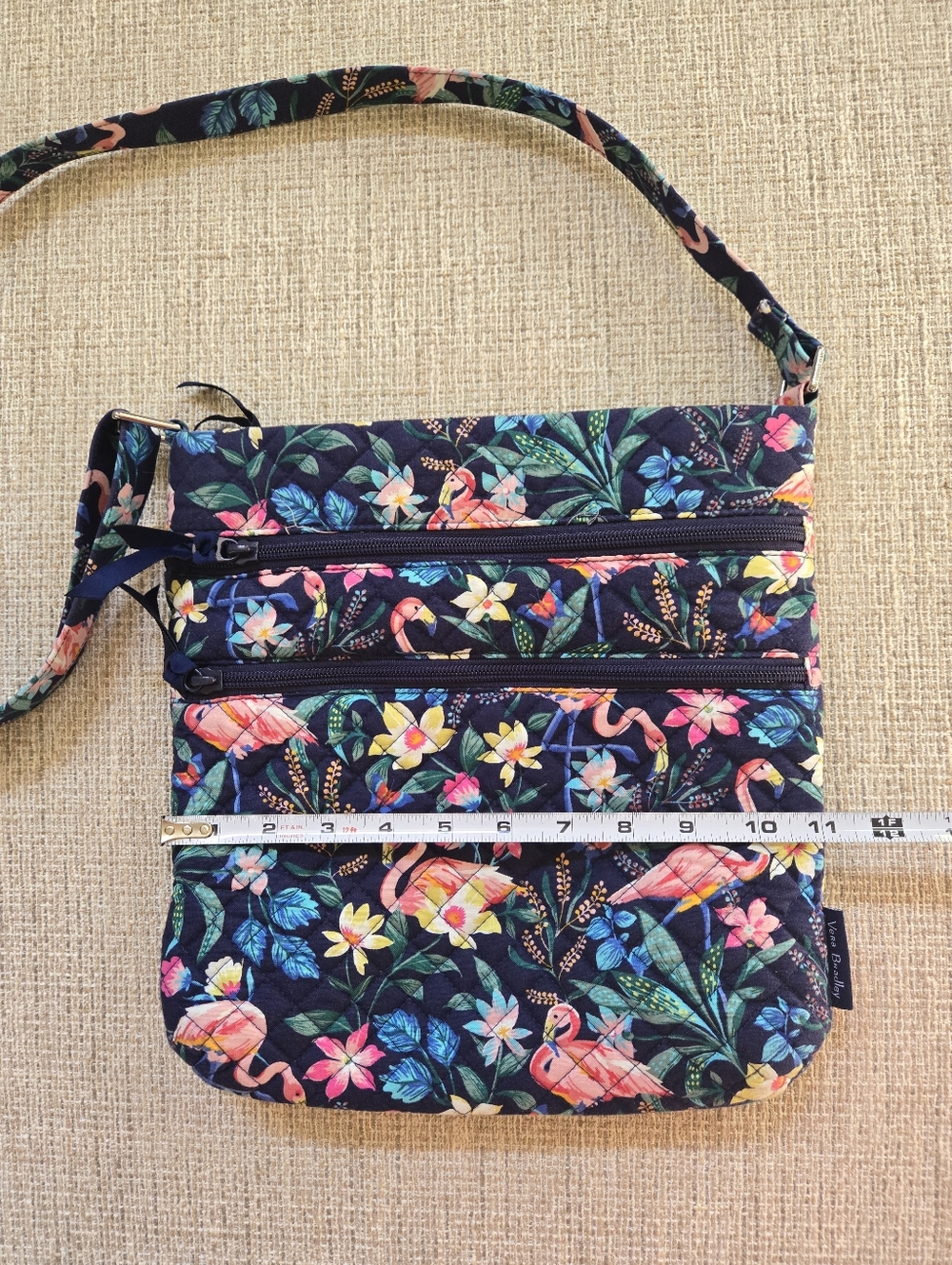 Vera Bradley Triple Zip Hipster Flamingo Garden Purse - Picture 11 of 12